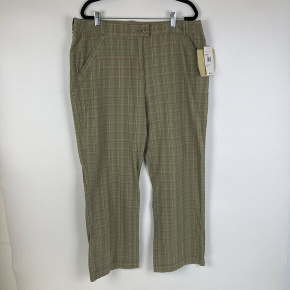 Woolrich Sage Green Shuffle Plaid Pants Size 14 Women’s New NWT Cotton T5794 - Picture 1 of 9
